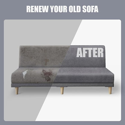 molasofa Leather Like Stretch Futon Slipcover Armless Futon Bed Sofa Cover Furniture Protector with Elastic Bottom, Soft and Washable Futon Cover for Sofa Bed Stay in Place（X Larger，Light Grey）