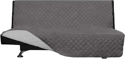 Easy-Going Futon Sofa Slipcover Reversible Armless, Furniture Protector Couch Cover Water Resistant Pets Kids Children Dog Cat (Gray/Light Gray)