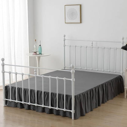 Bed Skirt King Size Ruffled Bed Skirts with Split Corners, 14 Inch Drop Dust Ruffle Bed Skirt with Platform, Dark Grey,14'' King