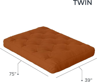 Royal Sleep Products by The Futon Factory 6 inch Foam Futon Mattress - Solid Cinnamon Cover - Twin Size - CertiPUR Certified Foams - Made in USA - Replacement Mattress - (Frame not Included)