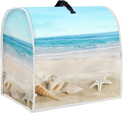 Fashion Mixer Covers Beach Print Indoor Kitchen Decorations, Polyester Dustproof Cover with Pockets for Stand Mixer, Compatible with Stand Mixer, S(4.5-5 qt)