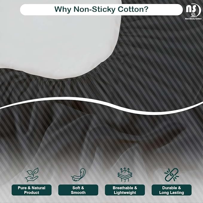NON Sticky cotton Twin Size Sleeper Sofa Sheets, 4 Piece Egyptian Cotton Bed Sheet Set for Sofa Bed, 10" Deep Pocket for Pull Out Couch Mattress, 39" x 75", Dark Grey Stripe, Soft & Breathable
