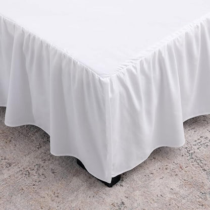 TSUTOMI Bed Skirt King Size Ruffled Bed Skirt with Split Corners, 18 Inch Drop Dust Ruffle Bed Skirts with Platform, Gathered Style, 100% Microfiber, White