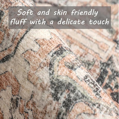 Retro Boho Design Area Rug 4x6 Washable Living Room Indoor Non-Slip Large Persian Oriental Accent Throw Rug for Kitchen Entryway Bathroom Bedroom Office Carpet