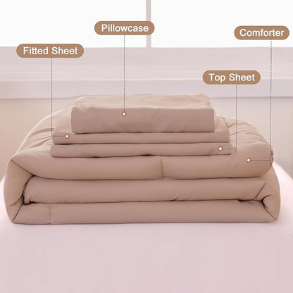 Wowelife 4 Pieces Toddler Bedding Sets for Girls Boys Beige Toddler Bed Set Double Ruffles Boho Bohemian Jacquard Kids Bed in a Bag Includes Comforter, Fitted Sheet, Top Sheet and Pillowcase
