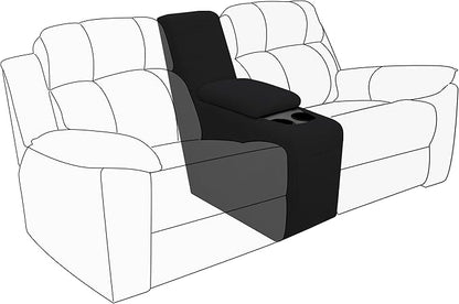 Easy-Going 2-Piece Recliner Console Cover for Reclining Loveseat Covers Stretch Jacquard Middle Console Cover for Recliner Couch and Sofa Black