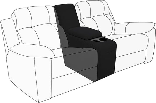 Easy-Going 2-Piece Recliner Console Cover for Reclining Loveseat Covers Stretch Jacquard Middle Console Cover for Recliner Couch and Sofa Black