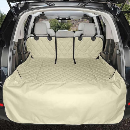 4Knines Split Cargo Liner for SUV – For Dogs & Pets, Heavy-Duty, Waterproof Trunk Mat & Cargo Cover – Fits 60/40 Split Bench & Armrest Pass-Through – Machine Washable, Non-Slip, Durable (Large, Beige)