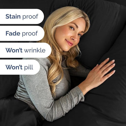 Extra Deep Pocket Twin XL Sheets - 3 Piece Breathable & Cooling Bed Sheets - Hotel Luxury Bed Sheet Set - Soft, Wrinkle Free & Comfy - Easily Fits Extra Deep Mattresses - Deep Pocket Black Sheets Set