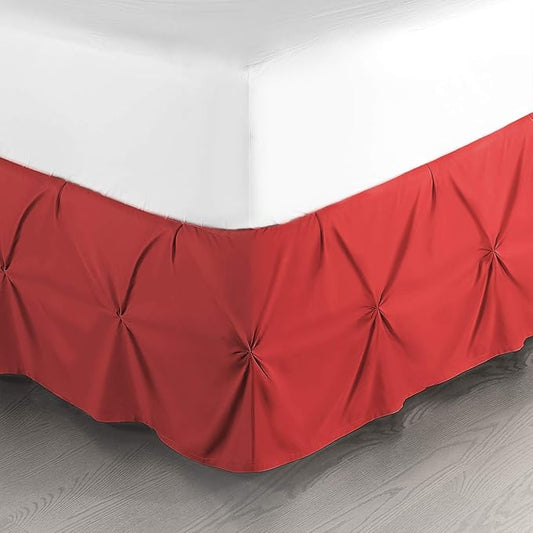 Nestl Red Bed Skirt Twin Size, Pinch Pleat Twin Bed Skirt, 14" Inch Drop Twin Bedskirt, Hotel Quality Red Bed Skirts, Premium Microfiber Bedskirt for Twin Bed, Red Twin Bed Skirt