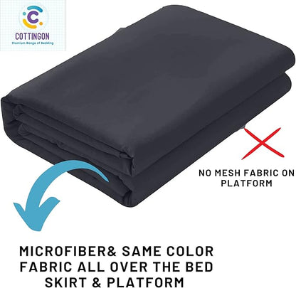 Ruffled Bed Skirt with Split Corners-Dust Ruffle - 16" Drop 100% Microfiber Soft,Sheen & Luxurious Look - Bed Skirts (Dark Grey -Queen)