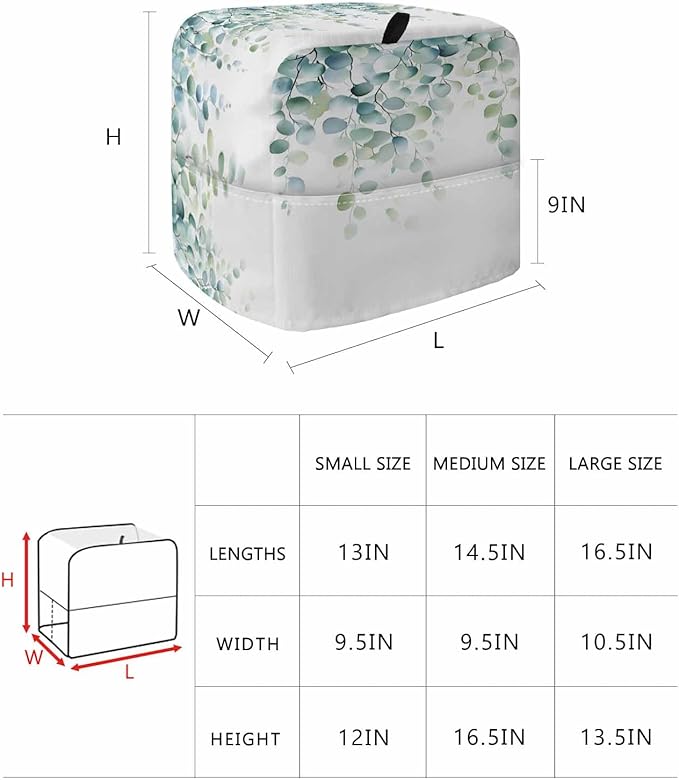 Eucalyptus Leaves Stand Mixer Dust Cover with Storage Pocket & Handles, Fits All Tilt Head & Bowl Lift Spring Botanical Vines Kitchen Appliance Cover Organizer Watercolor Bag Accessories, 4.5-5 Quart