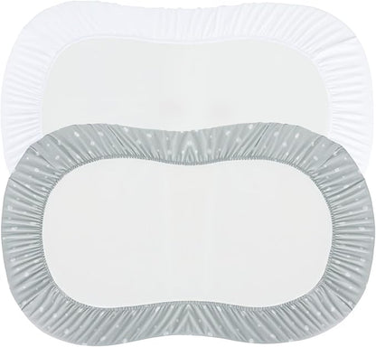 Bassinet Sheets 2 Pack, Fit for Halo BassiNest Swivel, Glide, Flex Sleeper, 4moms Mamaroo Sleep Bassinet, Baby Boy/Girl, Ultra Soft & Super Stretchy, White & Grey Ball,18" x 30"