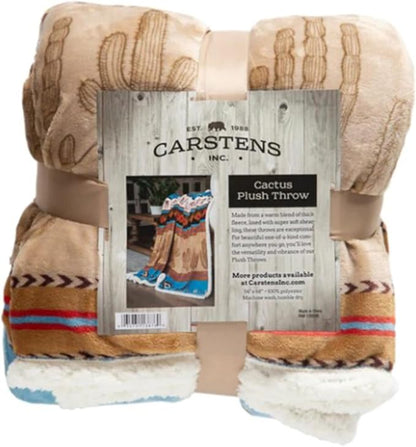 CARSTENS, INC. Ultra Premium Super Soft Plush Sherpa Fleece Oversized Throw Blanket 54" x 68", Cactus