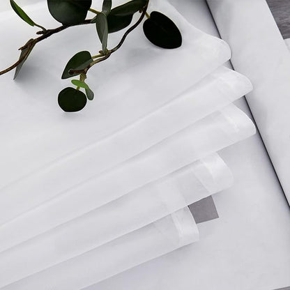 MIULEE 2 Panels Kitchen Tiers Half Window Sheer Curtains Rod Pocket Voile Drapes for Kitchen Bathroom Small Windows 29 by 40 Inch White