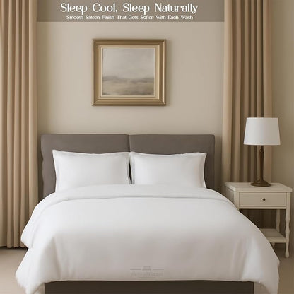 Sleeper Sofa 4 Piece Bed Sheet Set Premium Quality 100% Cotton 500 Thread Count, Smooth & Super Soft Sateen Weave, Extra Soft Bed Sheets, Wrinkle Free, 4 Inch Deep Pocket (Full, White)