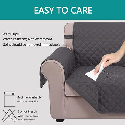 U-NICE HOME Large Sofa Cover Reversible Couch Cover for Dogs with Elastic Straps Water Resistant Furniture Protector for Pets Couch Cover for 4 Cushion Couch (Oversized Sofa, Dark Grey/Dark Grey)