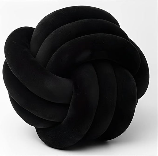 Knot Ball Pillows, Round Throw Pillow Cushion Home Decoration Soft Plush Pillow, Throw Knotted Ball Pillow Handmade Children Room Decoration Round Plush Toy Pillow (Black,8.5"/22cm)