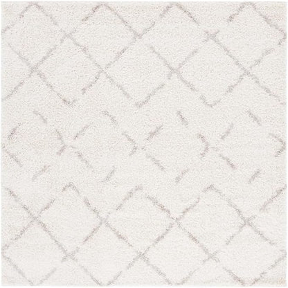 SAFAVIEH Arizona Shag Collection Area Rug - 9' Square, Ivory & Beige, Moroccan Boho Design, Non-Shedding & Easy to Clean, Ideal for Living Room, Bedroom, Dining Space (ASG743A)