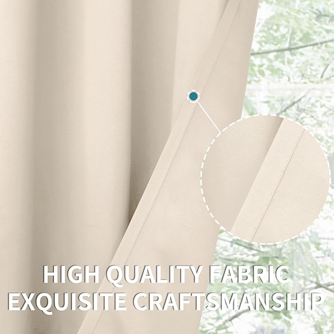 BGment Short Blackout Curtains 48 Inch Length - Thermal Insulated Drapes with Rod Pocket Privacy Darkening for Bedroom Living Room, 2 Panels, Champagne, 42 X 48 Inch