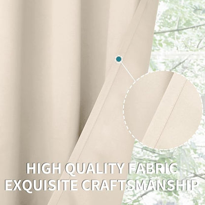 BGment Short Blackout Curtains 48 Inch Length - Thermal Insulated Drapes with Rod Pocket Privacy Darkening for Bedroom Living Room, 2 Panels, Champagne, 42 X 48 Inch