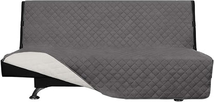 Easy-Going Futon Sofa Slipcover Reversible Sofa Cover Armless Futon Cover Furniture Protector Couch Cover Water Resistant Pets, Kids, Children, Dog, Cat (Futon, Gray/Ivory)
