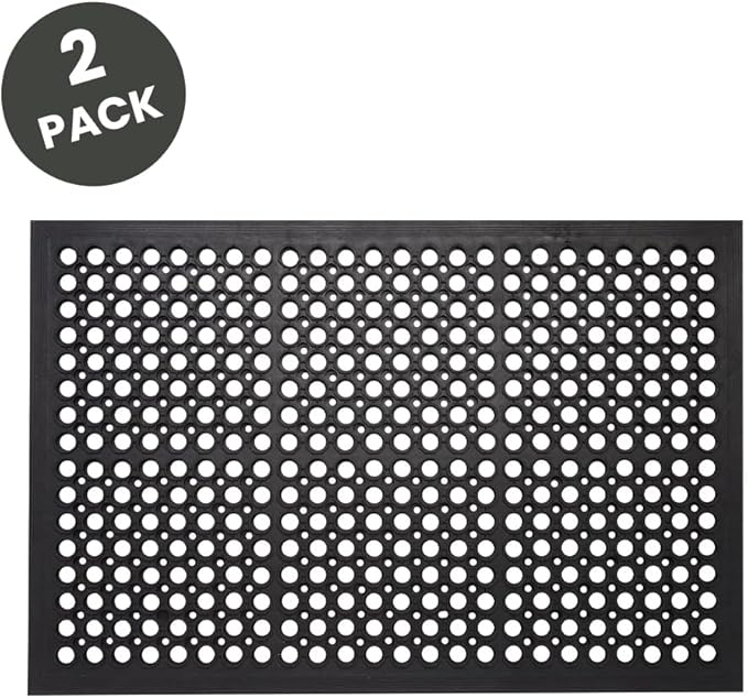 Envelor 2-Pack Anti Fatigue Rubber Floor Mat Non-Slip Restaurant Mats Floors Bar Drainage Doormat Door Mat Utility Garage Home Anti Slip Entrymat 36 x 60 Inches