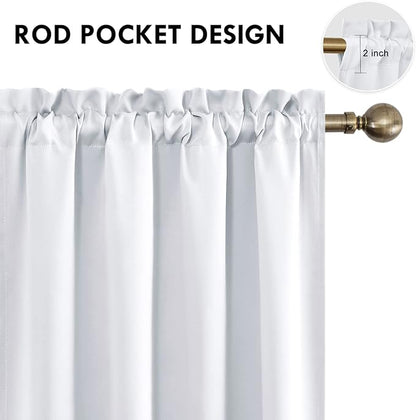 DWCN White Room Darkening Blackout Curtains - Thermal Insulated Privacy Energy Saving Window Curtain Drapes 52 x 45 inch Length, Set of 2 Bedroom Living Room Curtains