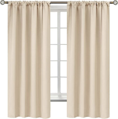 BGment Champagne Blackout Curtains 63 Inches Length for Bedroom - Rod Pocket Room Darkening Window Drapes Thermal Insulated for Living Room Office, 2 Panels, 42 x 63 Inch