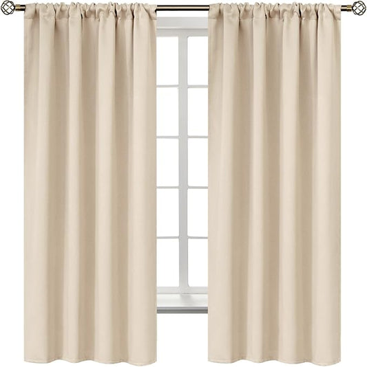 BGment Champagne Blackout Curtains 63 Inches Length for Bedroom - Rod Pocket Room Darkening Window Drapes Thermal Insulated for Living Room Office, 2 Panels, 42 x 63 Inch