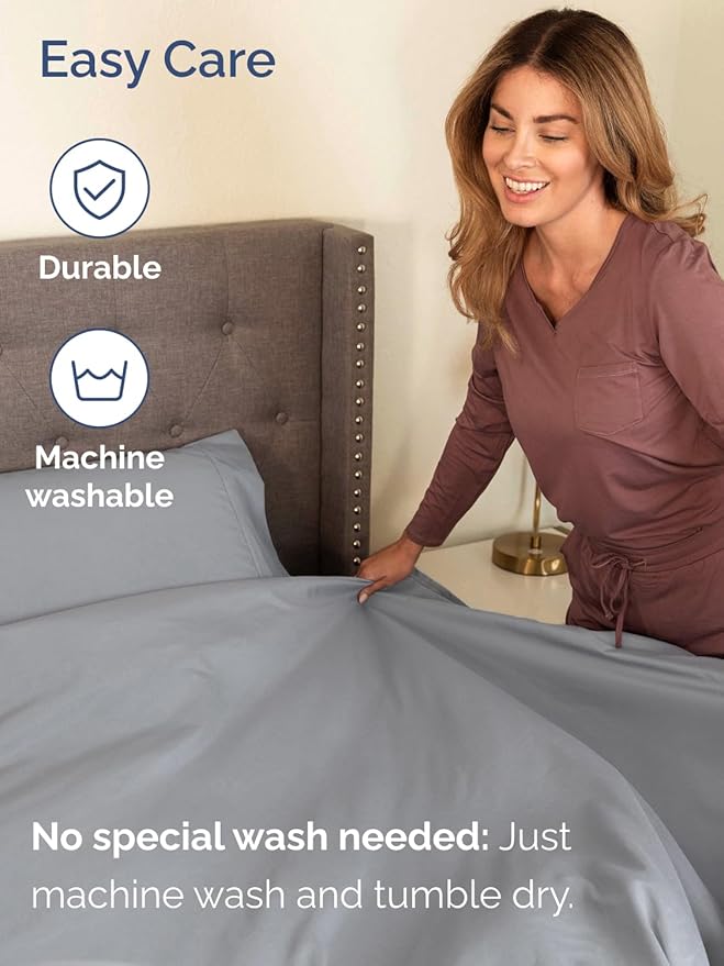 Extra Deep Pocket Full Sheets - 4 Piece Breathable & Cooling Bed Sheets - Hotel Luxury Bed Sheet Set - Soft, Wrinkle Free & Comfy - Easily Fits Extra Deep Mattresses - Deep Pocket Steel Blue Sheets