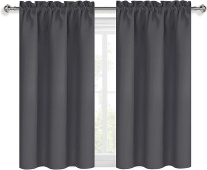 DWCN Blackout Curtains for Bedroom 54 Inch Length 2 Panels Set, Solid Thermal Insulated Energy Saving Rod Pocket Window Treatment Curtains Blackout Drapes (W38 x L54 Inch, Dark Grey)