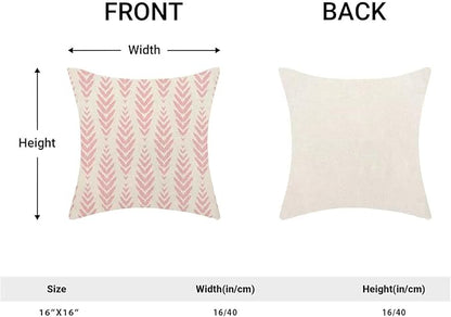 BETGINY Boho Pillow Covers 16 x 16 Inch Pack of 2, Pink Bohemian Ethnic Herringbone Pattern Decorative Throw Pillow Covers Vintage Linen Farmhouse Outdoor Pillowcase for Bedroom Home Sofa Decor