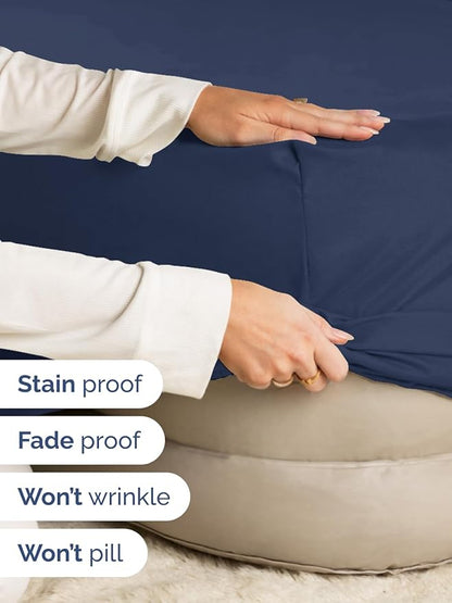 Extra Deep Full Fitted Sheet - Hotel Luxury Single Fitted Sheet Only - Easily Fits 18 inch to 24 inch Mattress - Ultra Soft, Wrinkle & Fade Free w/Extra Deep Pockets - Breathable & Comfy - Navy Blue