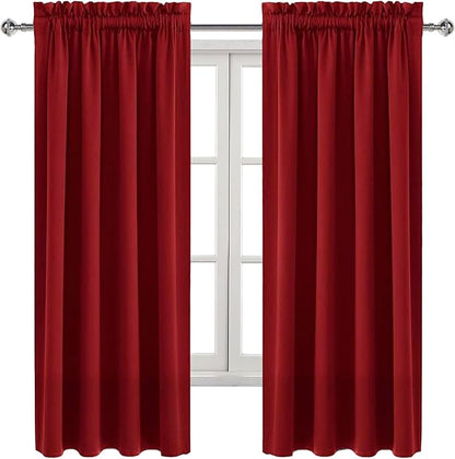 DWCN Burgundy Room Darkening Blackout Curtains - Thermal Insulated Privacy Energy Saving Window Curtain Drapes 42 x 63 inch Length, Set of 2 Bedroom Living Room Curtains
