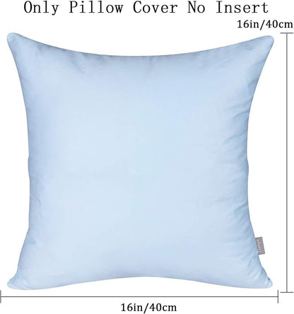 Thmyo 4-Pack 100% Cotton Comfortable Solid Decorative Throw Pillow Case, Square Cushion Cover Pillowcase Sublimation Blank Pillow Covers DIY Throw Pillowcase for Sofa(16x16 inch/ 40x40cm,Light Blue)