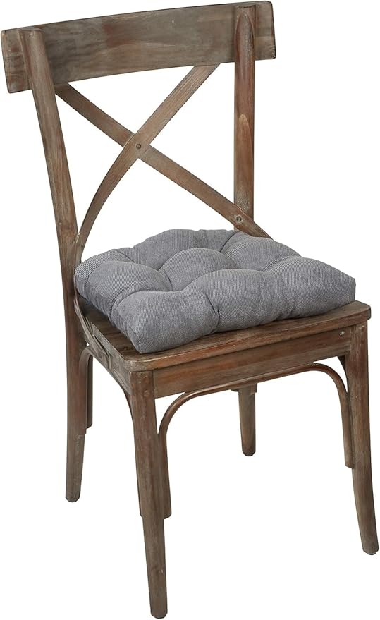 Klear Vu Gripper Overstuffed Universal Non-Slip Dining Chair Cushions for Kitchen Decor or Office Use, U-Shaped Skid-Proof Seat Pad, 17x17 Inches, 2 Count (Pack of 1), Linear Bluestone