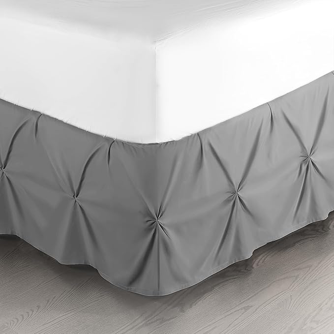 Nestl Dark Grey Bed Skirt Twin Size, Pinch Pleat Twin Bed Skirt, 14" Inch Drop Twin Bedskirt, Hotel Quality Dark Grey Bed Skirts, Premium Microfiber Bedskirt for Twin Bed, Dark Grey Twin Bed Skirt