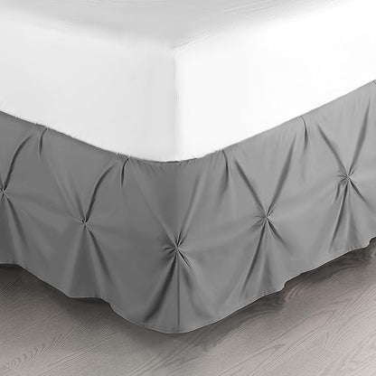 Nestl Dark Grey Bed Skirt Twin Size, Pinch Pleat Twin Bed Skirt, 14" Inch Drop Twin Bedskirt, Hotel Quality Dark Grey Bed Skirts, Premium Microfiber Bedskirt for Twin Bed, Dark Grey Twin Bed Skirt