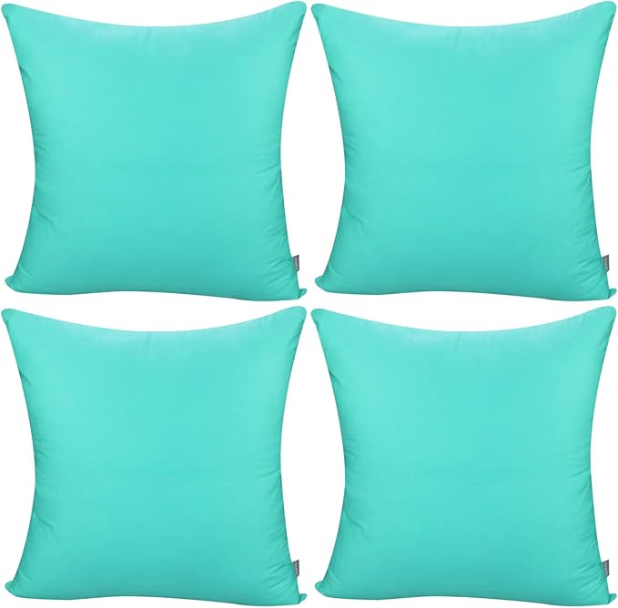 4-Pack 100% Cotton Comfortable Solid Decorative Throw Pillow Case,Thmyo Square Cushion Cover Pillowcase Sublimation Blank Pillow Covers DIY Throw Pillowcase for Sofa Bedroom(16x16 inch/ 40x40cm,Green)