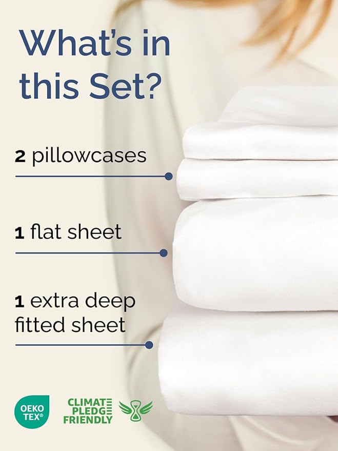 Extra Deep Pocket Full Sheets - 4 Piece Breathable & Cooling Bed Sheets - Hotel Luxury Bed Sheet Set - Soft, Wrinkle Free & Comfy - Easily Fits Extra Deep Mattresses - Deep Pocket Antique White Sheets