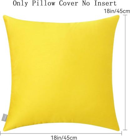 4-Pack 100% Cotton Comfortable Solid Decorative Throw Pillow Case,Thmyo Square Cushion Cover Pillowcase Sublimation Blank Pillow Covers DIY Throw Pillowcase for Sofa(18x18 inch/ 45x45cm,Lemon Yellow)