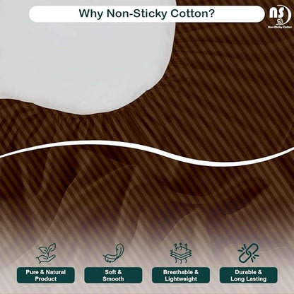 NON Sticky cotton Full Size Sleeper Sofa Sheets, 4 Piece Egyptian Cotton Bed Sheet Set for Sofa Bed, 7" Deep Pocket for Pull Out Couch Mattress, 54" x 75", Chocolate Stripe, Soft & Breathable