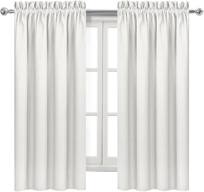 DWCN Blackout Curtains Thermal Insulated, Energy Saving & Noise Reducing Bedroom and Living Room Curtains, Ivory, W 38x L 63 Inch, Set of 2 Rod Pocket Curtain Panels