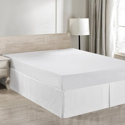 Simple&Opulence Belgian Linen Bed Skirt with Classic 14 inch Tailored Drop Dust Ruffle, Easy Fit Breathable Premium Natural Flax- Basic White, Twin