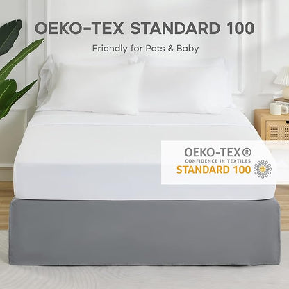 SONIVE Twin Bed Skirt,15" Drop Pleated Dust Ruffle,Classic Tailored Easy Fit Brushed Microfiber Skirts Hotel Quality Shrinkage & Fade Resistant Grey