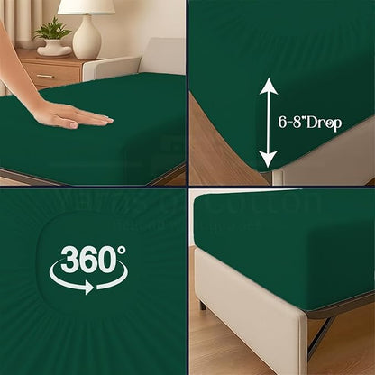 Sleeper Sofa 4 Piece Bed Sheet Set Premium Quality 100% Cotton 500 Thread Count, Smooth & Super Soft Sateen Weave, Extra Soft Bed Sheets, Wrinkle Free, 4 Inch Deep Pocket (Queen, Olive)