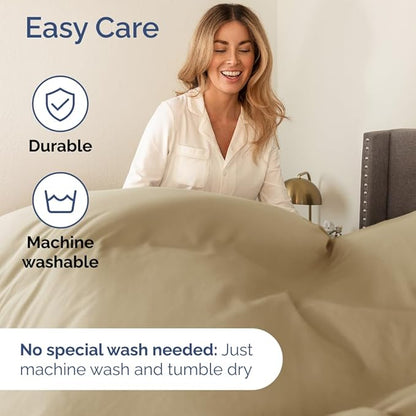 King Size 4 Piece Sheet Set - Comfy Breathable & Cooling Bed Sheets Set - Hotel Luxury Bedding for Women, Men, Kids, Teens, Boys & Girls - Deep Pockets, Ultra-Soft and Wrinkle Free - Oeko-Tex - Beige