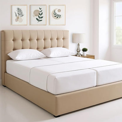 THREAD SPREAD 100% Egyptian Cotton Split King Sheets Sets for Adjustable Bed - Luxury 1500 Thread Count Split Top King Sheets (5 PC, White), Silky Soft, Cooling, Sateen Weave 17" Deep Pocket Sheet Set