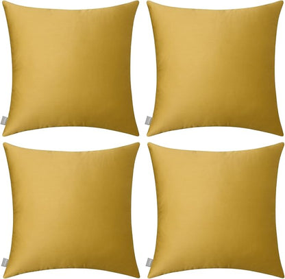 4-Pack 100% Cotton Comfortable Solid Decorative Throw Pillow Case,Thmyo Square Cushion Cover Pillowcase Sublimation Blank Pillow Covers DIY Throw Pillowcase(16x16 inch/ 40x40cm,Mustard Yellow)